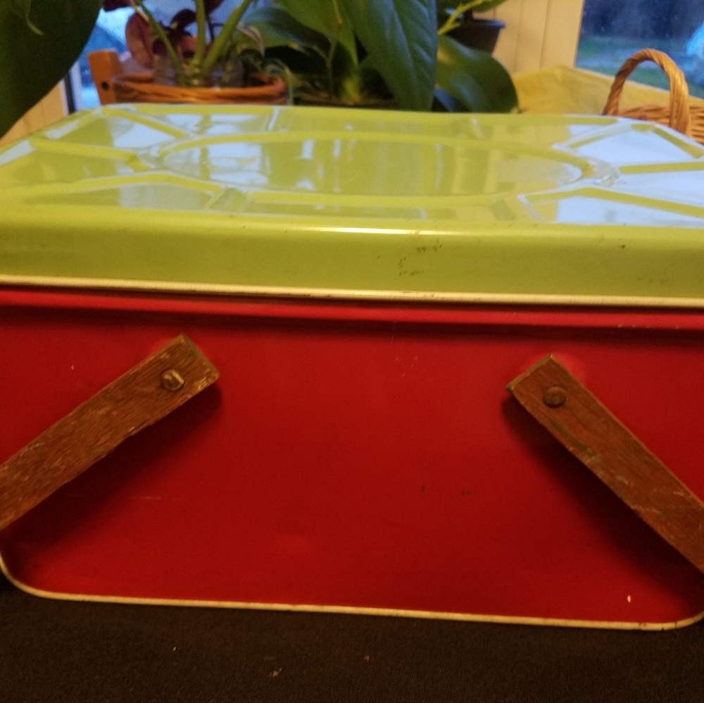 Vintage Metal Picnic Basket